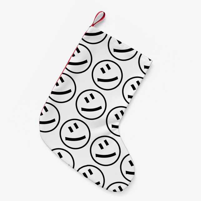 ㋛ Shi Kana Katakana Smiling Emoji / Emoticon Small Christmas Stocking (Front (Hanging))