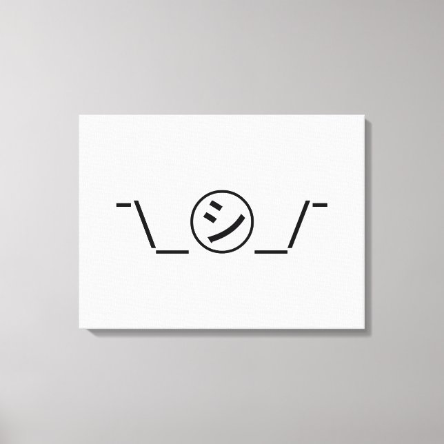 Shi Kana Shrug Emoticon ¯\_㋛_/¯ Japanese Kaomoji Canvas Print (Front)