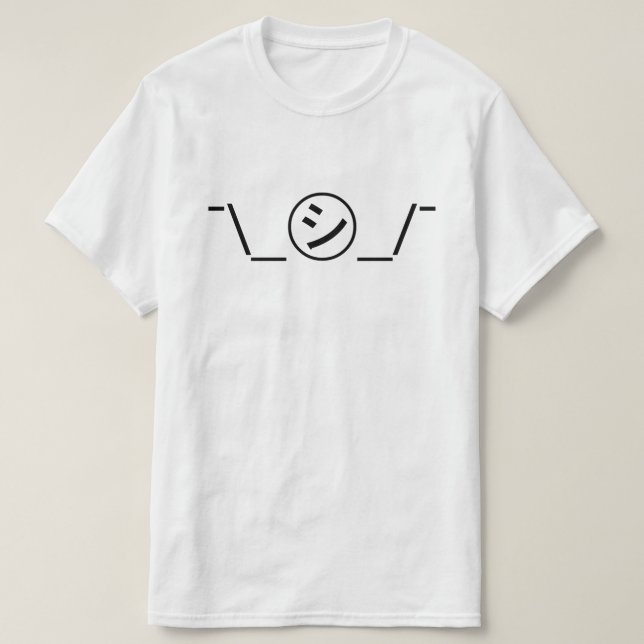 Shi Kana Shrug Emoticon ¯\_㋛_/¯ Japanese Kaomoji T-Shirt (Design Front)