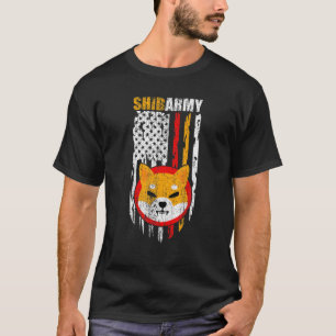 Shiba Army, Shiba Inu Coin With American Flag Shib T-Shirt