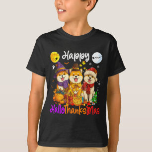 Shiba Dog Christmas Thanksgiving Happy Halloween T-Shirt