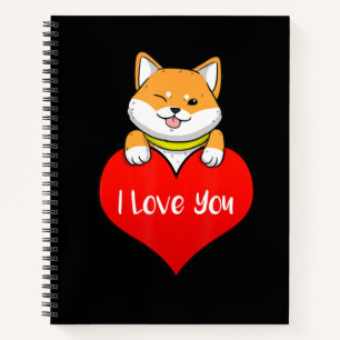 Shiba dog heart I Love You Decor Notebook