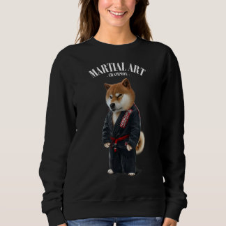Shiba Dog Judo Karate Master In Black Judogi Sweatshirt