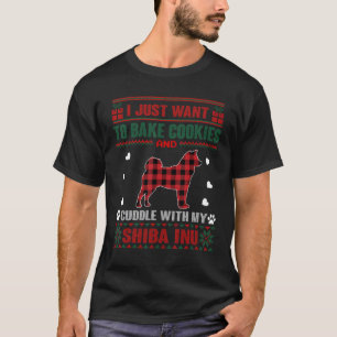 Shiba Dog Owner Pajama Cookies Ugly Christmas Swe T-Shirt