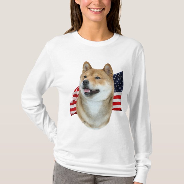 Shiba Inu and Flag t-shirt (Front)