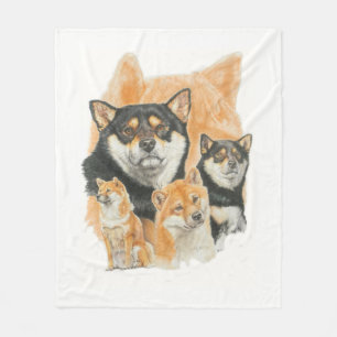 Shiba Inu and Ghost Image Fleece Blanket