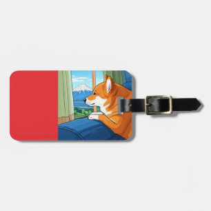 shiba inu and mt fuji luggage tag