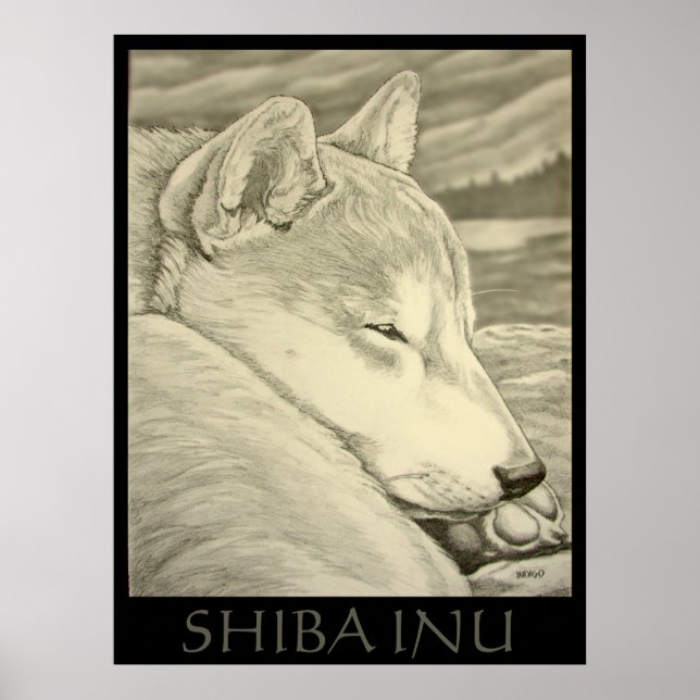 Shiba Inu Art Poster Dog Art Poster Shiba Inu Gift (Front)