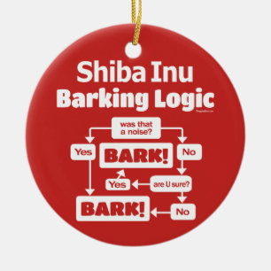 Shiba Inu Barking Logic Ceramic Tree Decoration