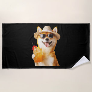 Shiba Inu Beach Towel