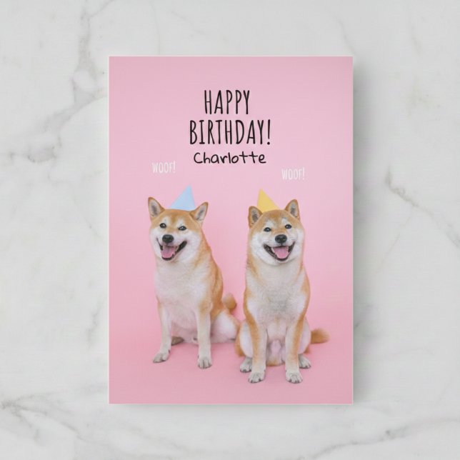 Shiba Inu Birthday Bliss Folded Greeting Card (A sweet and simple way to say Happy Birthday.)