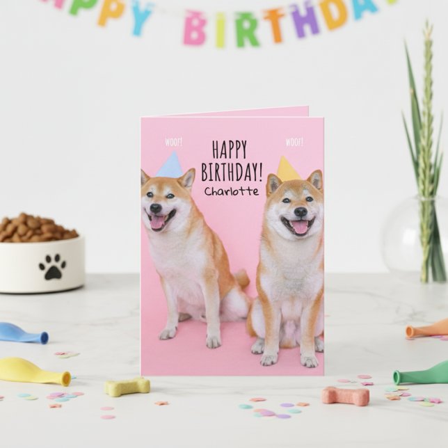 Shiba Inu Birthday Bliss Folded Greeting Card (Shiba Inu Birthday Bliss Folded Greeting Card)