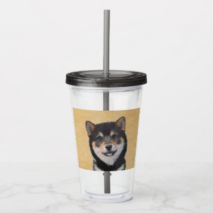 Shiba Inu (Black and Tan) Painting - Dog Art Acrylic Tumbler