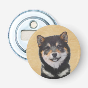 Shiba Inu (Black and Tan) Painting - Dog Art Bottle Opener