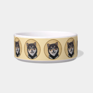 Shiba Inu (Black and Tan) Painting - Dog Art Bowl
