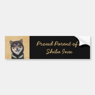 Shiba Inu (Black and Tan) Painting - Dog Art Bumper Sticker