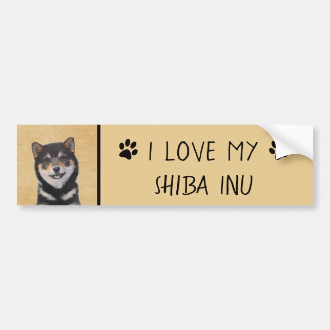Shiba Inu (Black and Tan) Painting - Dog Art Bumper Sticker (Front)