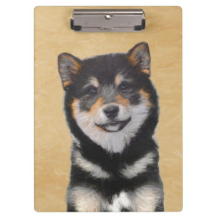 Shiba Inu (Black and Tan) Painting - Dog Art Clipboard