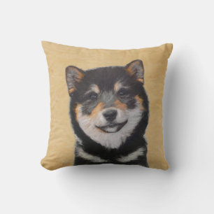 Shiba Inu (Black and Tan) Painting - Dog Art Cushion