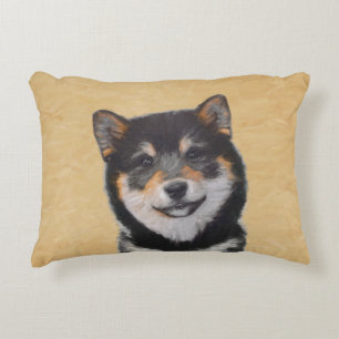 Shiba Inu (Black and Tan) Painting - Dog Art Decorative Cushion