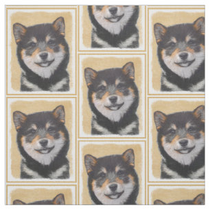 Shiba Inu (Black and Tan) Painting - Dog Art Fabric