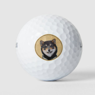 Shiba Inu (Black and Tan) Painting - Dog Art Golf Balls