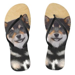 Shiba Inu (Black and Tan) Painting - Dog Art Jandals