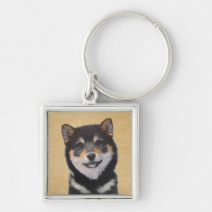 Shiba Inu (Black and Tan) Painting - Dog Art Key Ring