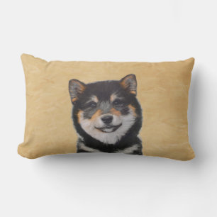 Shiba Inu (Black and Tan) Painting - Dog Art Lumbar Cushion