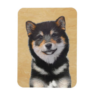 Shiba Inu (Black and Tan) Painting - Dog Art Magnet