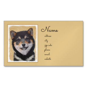 Shiba Inu (Black and Tan) Painting - Dog Art Magnetic Business Card