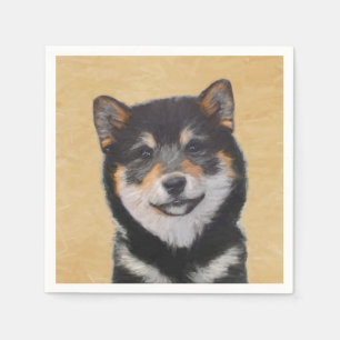 Shiba Inu (Black and Tan) Painting - Dog Art Napkin