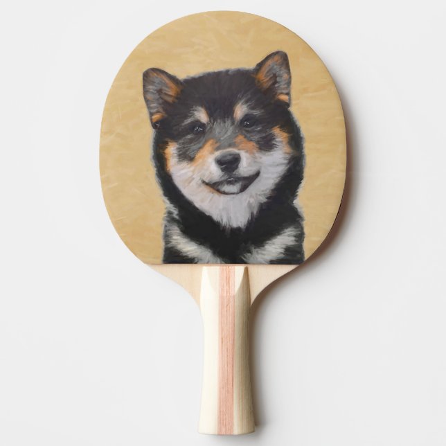 Shiba Inu (Black and Tan) Painting - Dog Art Ping Pong Paddle (Front)