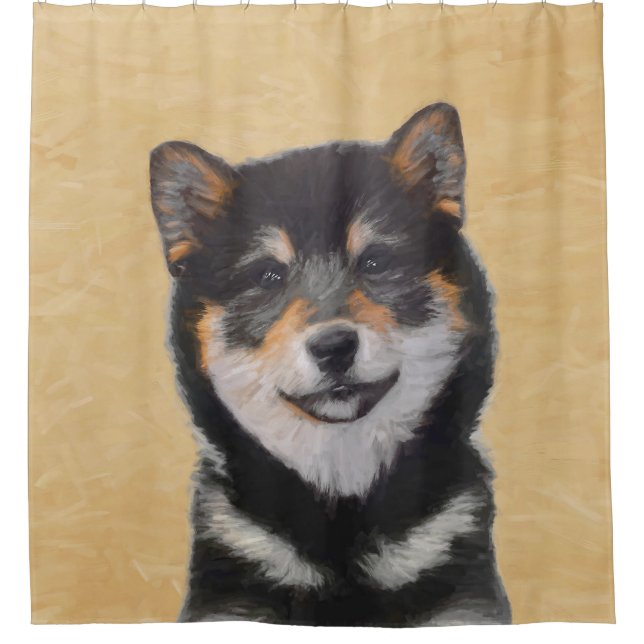 Shiba Inu (Black and Tan) Painting - Dog Art Shower Curtain (Front)