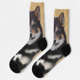Shiba Inu (Black and Tan) Painting - Dog Art Socks