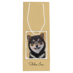 Shiba Inu (Black and Tan) Painting - Dog Art Wine Gift Bag