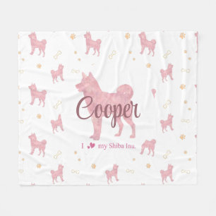 Shiba Inu Blanket – Personalised Pastel Pink Gift