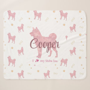 Shiba Inu Blanket – Personalised Pastel Pink Gift