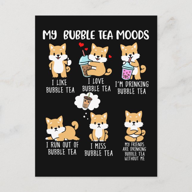 Shiba Inu Bubble Tea Women Boba Tea Dog Bubble Tea Postcard (Front)