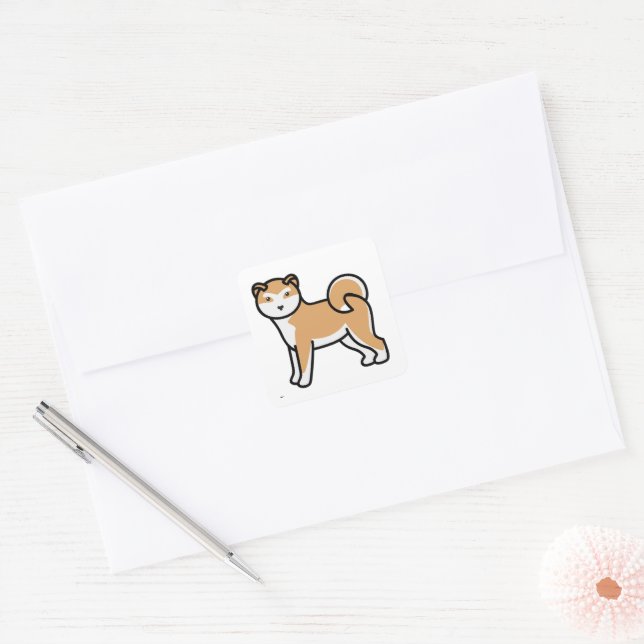 shiba inu cartoon square sticker (Envelope)