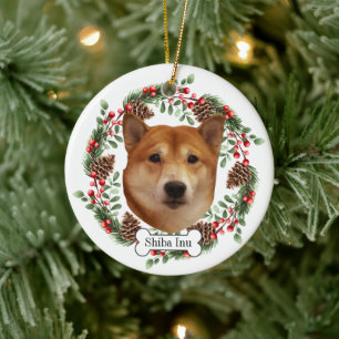 shiba inu ceramic tree decoration
