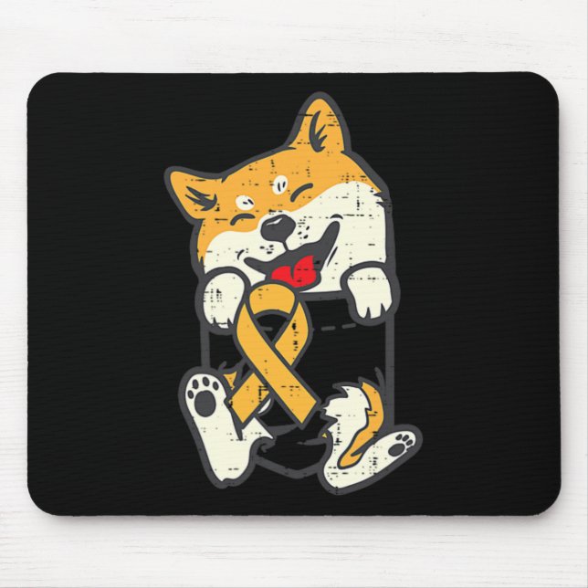 Shiba Inu Childhood Cancer Ribbon Awareness Dog Su Mouse Pad (Front)