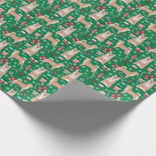 Shiba Inu Christmas Dogs Candy Canes Green Pattern Wrapping Paper