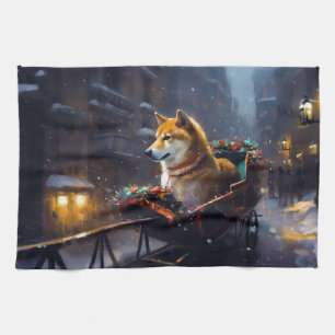 Shiba Inu Christmas Festive Season Tea Towel