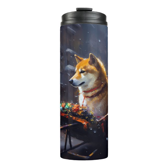 Shiba Inu Christmas Festive Season  Thermal Tumbler (Front)