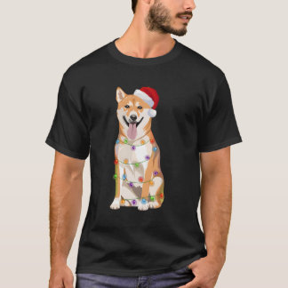 Shiba Inu Christmas Lights Xmas Dog Lover Santa Ha T-Shirt