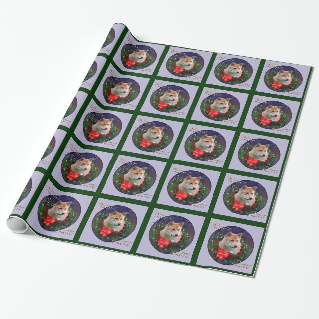 Shiba Inu Christmas Wrapping Paper (Unrolled)
