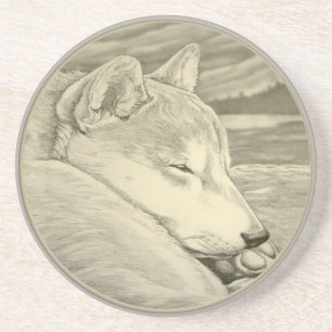 Shiba Inu Coaster Sleeping Guard Dog Coaster