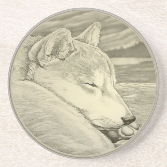 Shiba Inu Coaster Sleeping Guard Dog Coaster (Front)