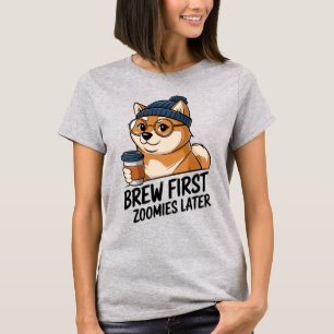 Shiba Inu Coffee Lover Art T-Shirt